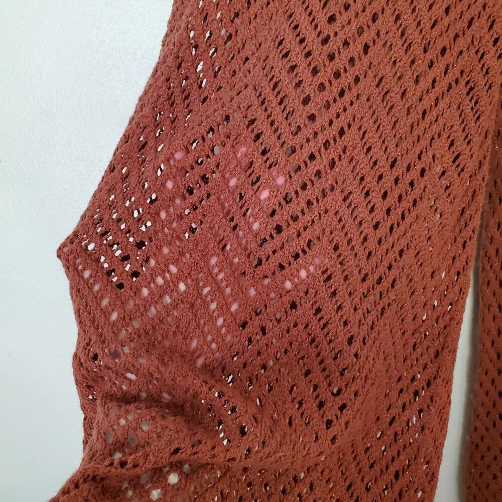 Sparkly Dark Brown Open Knit Wide Leg Pants With Elastic Waist Xxl - Picture 6 of 6